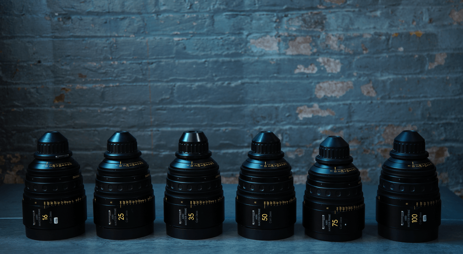 Lineup of Arri Master Prime lenses