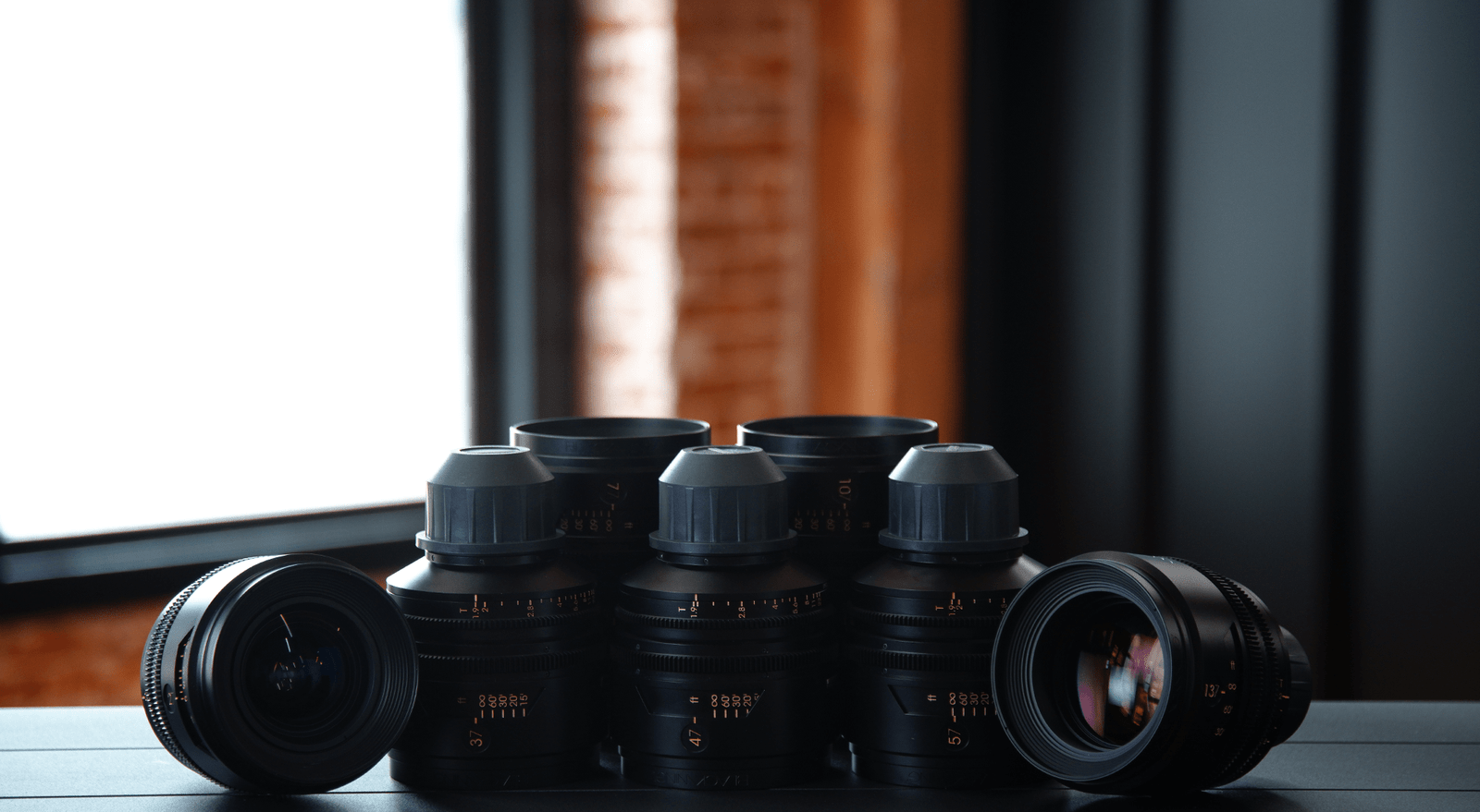 Photo of a row of Arri Signature Prime lenses